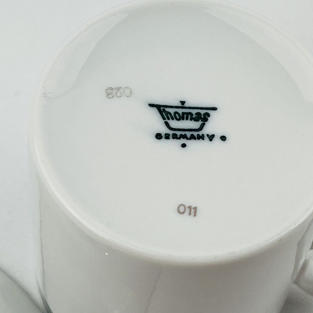 Vintage Thomas Flat Cup & Saucer Set 3" Gray‎ Platinum Band & Trim THO194 - Picture 5 of 9